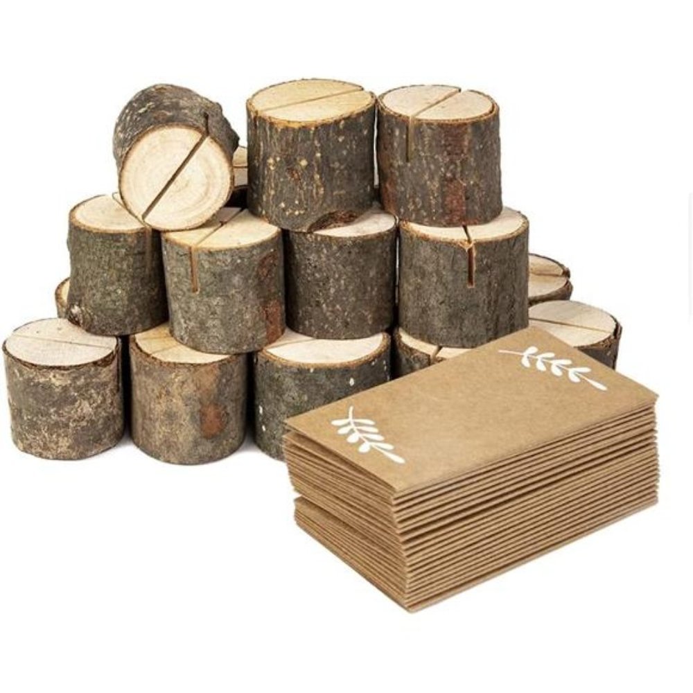 20Pcs Rustic Card Photo Holders and 24Pcs Kraft Cards, Thanksgiving & Wedding